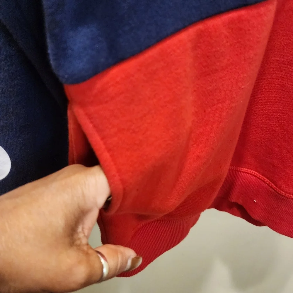 Fila Blue and Red Logo Hoodie Sweatshirt Size M